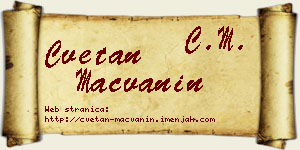 Cvetan Mačvanin vizit kartica
